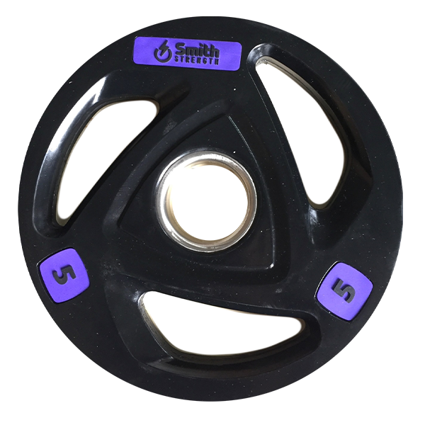 Диск для штанги Smith WP085-5 c 3-м хватом, обрезиненный, 5кг