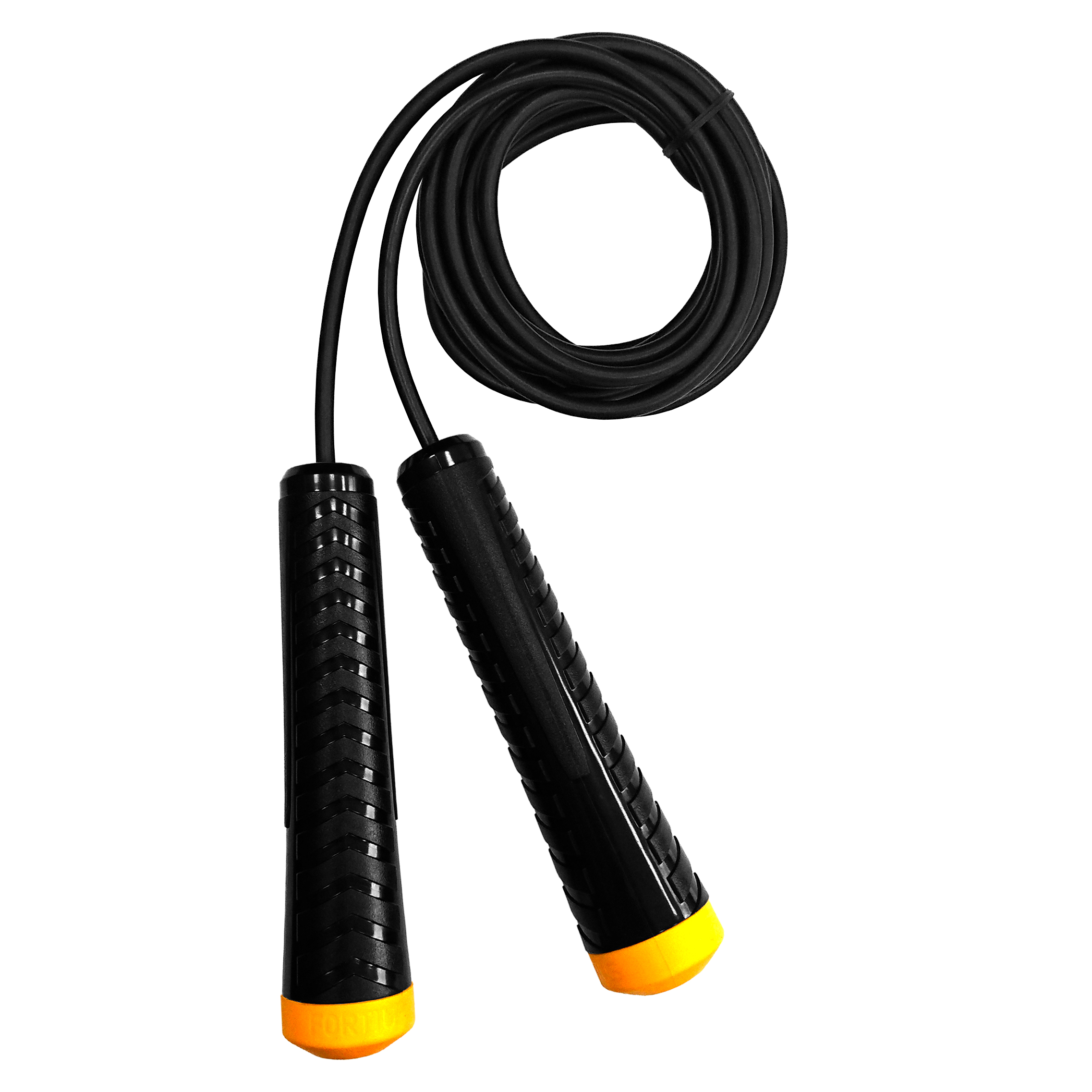 Скакалка FORTIUS ПВХ длина 3 м, черный/желтый